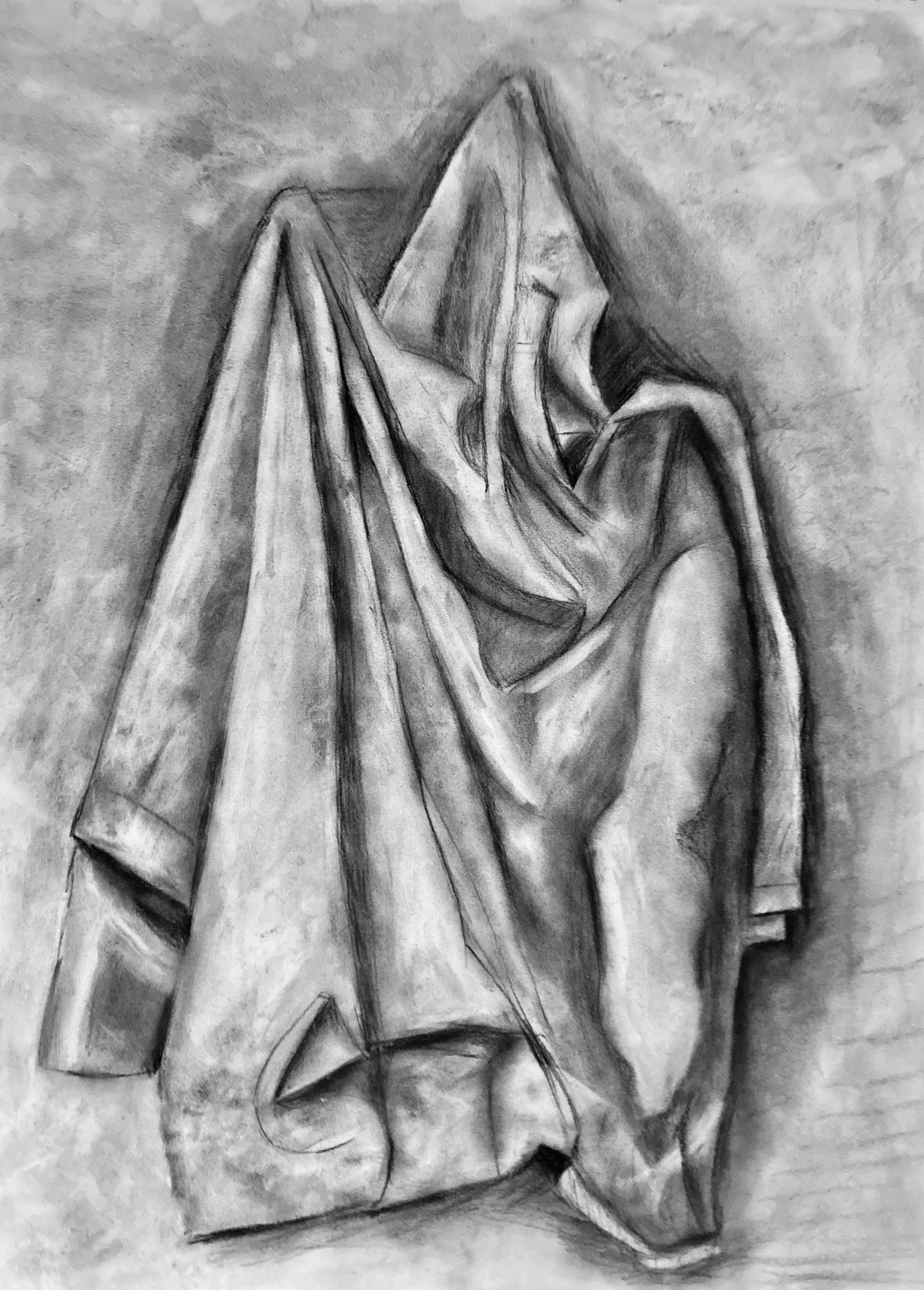 charcoal study of a cloth that i think looks awesome